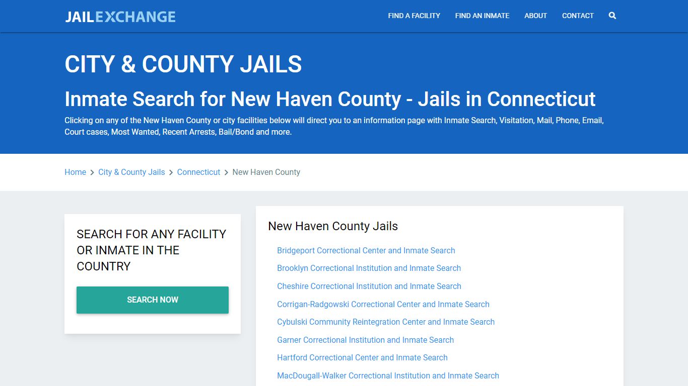 Inmate Search for New Haven County | Jails in Connecticut - Jail Exchange