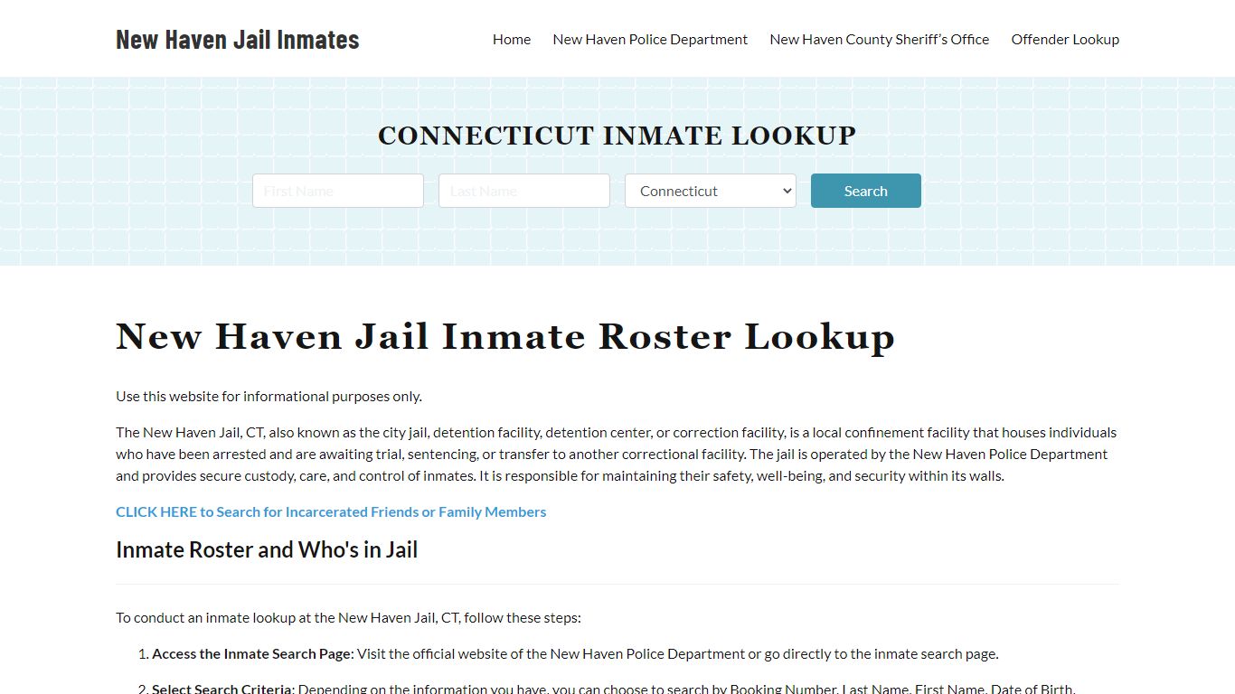 New Haven Jail Inmate Roster, New Haven County, CT, Offender Search